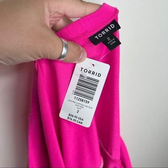 NWT Torrid Pink Off Shoulder Dress Size 2 - Picture 5 of 8